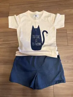 ★美品★ ピンク　ねこのTシャツとショートパンツセット　女の子　140