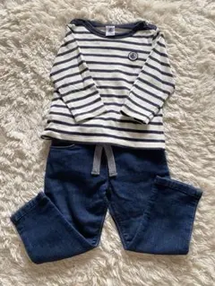 セットアップ　プチバトー　ボーダー　コットン　81マリン　ネイビー