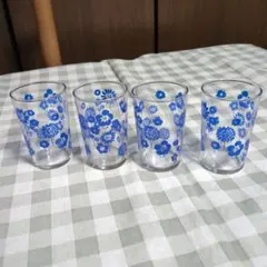 昭和レトロ　佐々木硝子　花柄グラス　4個