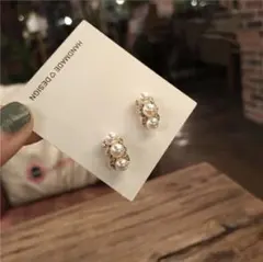 人気　3パールs925ピアス　ストーン　キラキラ　かわいい　韓国　高見えおしゃれ