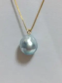 あこや真珠ネックレス ナチュラルブルーグレー バロックパール 10ミリ