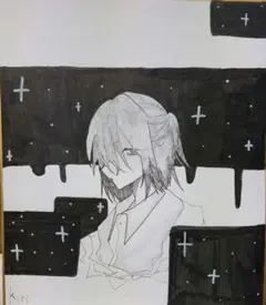 色紙　イラスト　手描き　アナログ