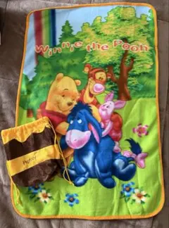 くまのプーさん　ブランケット　巾着付き