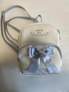 女児　ガーリー　リボン付きリュック水色白