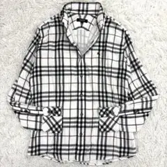 バーバリーブラックレーベル　ノバチェック　ホワイト　刺繍シャツ2　ワッシャー