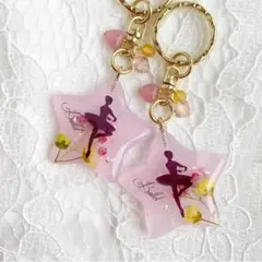 【1621】バレリーナ おそろい風半透明ピンク 黄色ユキヤナギ封入