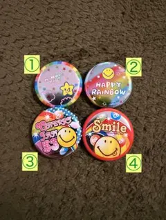 缶バッジ　レトロ　キティちゃん　ニコちゃん