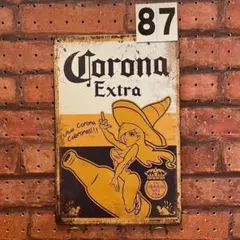 コロナビール ガール CORONA 《87》レトロ ブリキ 看板 ☻