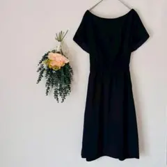 アナトリエ ロングワンピース / ボートネック ノースリーブ 紺 ネイビー