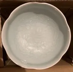 美濃焼 青白磁 快山窯 花文菓子鉢 菓子鉢 深皿