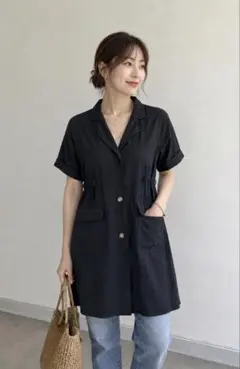 O.T.N Fashion 半袖 ワンピース ブラック M-L ゆったり