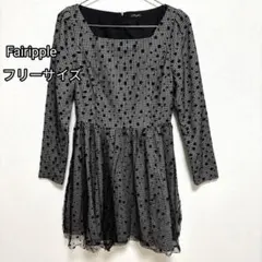 Fairippleフェアリプル フリーサイズ ワンピース千鳥格子ドット柄 レース