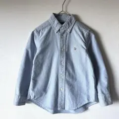 【美品】ラルフローレン　ボタンダウンシャツ　ライトブルー　110cm