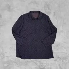 キルティングジャケット ダークパープル 格子柄 シワ加工 軽量 アウター Lのサムネイル