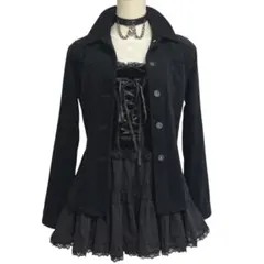 Y2K ダークコア　シャツ　ジャケットベロア調　ダークコケット　ゴシック