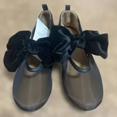 H&M ベビー　メッシュ　ブラック　リボン　シューズ 31(19.5cm)