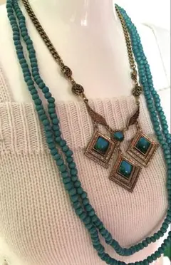 ネックレス　ターコイズブルー系　ヴィンテージ