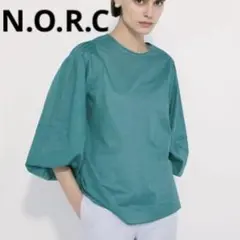 N.O.R.C ノーク 長袖 シアーボリュームスリーブブラウス グリーンのサムネイル