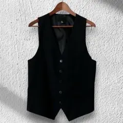 H&M ブラック ジレ ベスト タキシード風 モード 美シルエット 48 美品のサムネイル