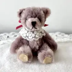 アンティーク風モールベア テディベア ぬいぐるみ モールアート ピンクグレー