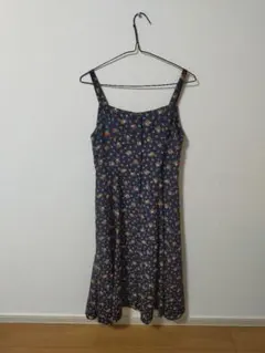 ワンピース M ジャンパースカート 花柄 膝丈
