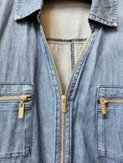 GUESS【美品】デニムシャツワンピース ゴールドジッパー付き