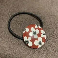 ヘアゴム　花柄　レッド　赤