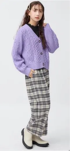 GU チェック ワイドパンツ