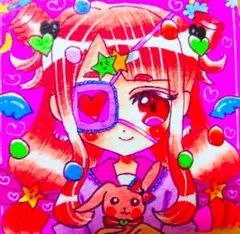 自作 手描き ペン画 ♡ゆめかわちゃん♡オリジナル☆創作☆豆色紙☆