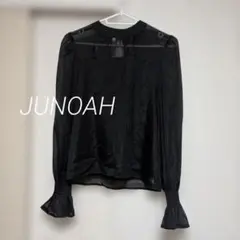 JUNOAH シアーブラウス 長袖 ブラックのサムネイル