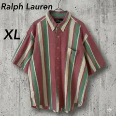 ラルフローレン 半袖BDシャツ マルチストライプ XL 90s ビッグサイズ