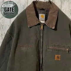 【※USA製】カーハート★刺繍ロゴ デトロイトジャケット XL カーキ オリーブ