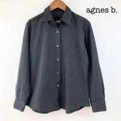 agnes b. アニエスベー 長袖 シャツ ストライプ ブラック オフィス