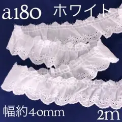 a180綿生地　刺繍フリルレース　ホワイト（2m）