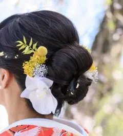 胡蝶蘭髪飾り ドライフラワーヘッド 成人式 和装結婚式 卒業式 振袖のサムネイル