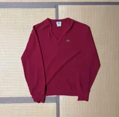 90s IZOD LACOSTE ラコステ Vネックニット ボルドー XL