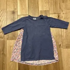 BREEZE 女の子　花柄ワンピース90cm青色　長袖