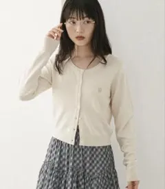 Heather アイボリー ボタン付きカーディガン