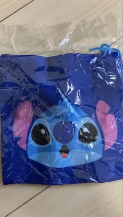 スティッチ ディズニー　布製ポーチ 青　巾着袋