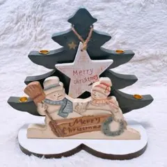 クリスマスツリー 置物 キャンドルホルダー 木製 カントリー 雑貨