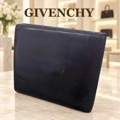 ぴ*ん様 GIVENCHY ジバンシー レザー 二つ折財布 ブラック ゴールド金