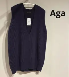 ヤマダヤ Aga アーガ 両畦Vネックベスト ニット