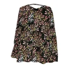 ZARA ザラ　花柄フリルブラウス　総柄　ティアード　シャツ　M