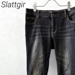 Slattgir スキニーデニム ローライズ ストレッチ 色褪せ加工 大きめ