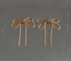 GOLDY レイヤード チェーン リボン ピアス