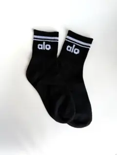 aloロゴ入り ショートソックス ブラック