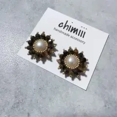 No.516 ハンドメイド　ビーズ刺繍　チェコビーズ　ピアス　イヤリング