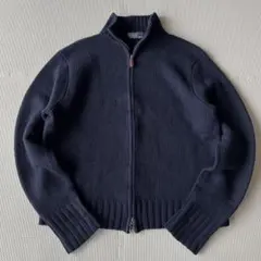 美品 ポロバイラルフローレン ドライバーズニット フルジップ ネイビー L
