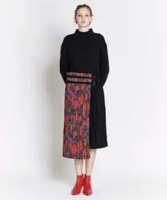 TRUNO by NOISE MAKER ハイネックプリーツ切り替えワンピース