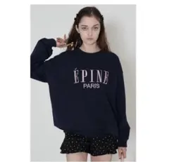 ÉPINE PARIS embroidery sweat black×white ÉPINE PARIS embroidery sweat whitexpink - メルカリ